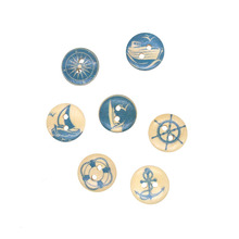 SHINE 50pcs Decorate New Random Mixed Cartoon Navy Painted Wooden 2 Holes Round Buttons Sewing DIY 15mm D133A1 2024 - buy cheap