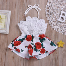 Macacão floral plissado para bebês meninas, macacão de algodão sem mangas com babado floral para meninas, roupa de princesa para crianças pequenas 2024 - compre barato