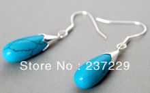 women Fashion Jewelry Wholesale price SHIPPING Water drop New Pair Blue stone &925 Sterling  Drop Dangle Earrings 2024 - buy cheap