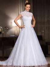 Женское свадебное платье It's yiiya, белое кружевное платье трапециевидной формы с открытой спиной и высоким воротом на лето 2019 2024 - купить недорого