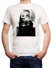 Monroe Taking Pictures T-Shirt White Dean Elvis Presley 1950 Marilyn 50`s Shirt Summer Cotton Tees Tops 2024 - compre barato