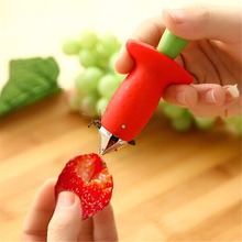 Red with green coring vegetable fruit tools stem gem strawberry corer stem remover and tomato huller for kitchen plastic 2024 - buy cheap