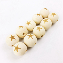 10PCS 20MM Wooden Engraved Star Beads DIY Necklace Bracelet For Baby Unfinished Nature Organic Teething Baby Nursing Accessories 2024 - buy cheap