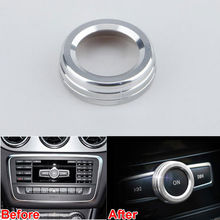 BBQ@FUKA Red/Blue/Silver Interior Aluminum Volume Switch Button Ring Cover Trim Fit For Benz A/B/E Class GLK GLA CLA GLE ML GL 2024 - buy cheap