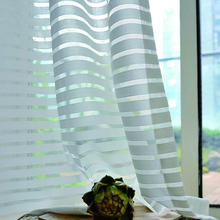 Cortinas transparentes de gasa a rayas para ventana, tela de tul para sala de estar, dormitorio, Color blanco 2024 - compra barato