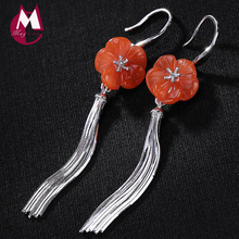 Natural stone Plum blossom Tassel 100% Real Pure 925 Sterling Silver Drop wedding Earring Jewelry pendientes mujer moda 2019 E11 2024 - buy cheap