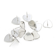 20pcs/lot Stainless Steel heart Blank Earring Base Cabochon Cameo Base Flat Earring Setting Diy Jewelry Making 12mm/0.47inch 2024 - buy cheap