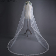 2021 White/Ivory Wedding Veil 3m Long Lace Mantilla Cathedral Bridal Veil Wedding Accessories Veu De Noiva Real Photos 2024 - buy cheap