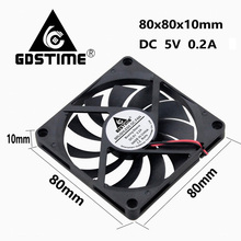 Gdstime 2 Pieces 8cm 80*80*10mm 2Pin DC 5V Brushless Cooling Cooler Fan 80mm x 10mm 8010 PC Case CPU Motor Radiator 80x10mm 8cm 2024 - buy cheap