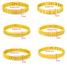 pure Gold Color Bracelets & Bangles for women & men,24k gold GP 8MM 9mm 10mm wide bracelet,womens wedding jewelry Drop Shipping 2024 - buy cheap