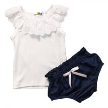 Newborn Infantil Toddler Kids Baby Girls Cute Summer Outfits Clothes T-shirt Tops Denim Pants 2PCS Set 2024 - buy cheap