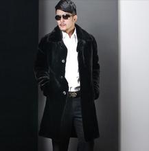 Male faux fur coat mens leather jacket men jaqueta de couro overcoat mink Villus autumn winter long design thermal outerwear 2024 - buy cheap
