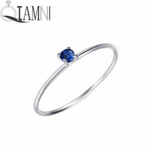 Минималистичное кольцо QIAMNI с синим кристаллом из циркония, подарок на день рождения, изящное кольцо, модное свадебное кольцо, Женское кольцо 2024 - купить недорого