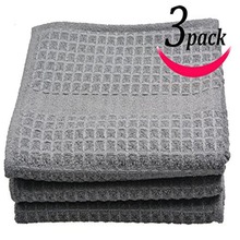 Sinland 400 GSM Microfiber Waffle Weave Towel Kitchen Dish Drying Towels Cleaning Cloth 16inch X 26inch 40cmx66cm Black 3 Pack 2024 - buy cheap