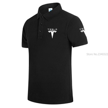 new style XXXL size cotton polo shirts men's fashion short sleeve TESLA polo shirt solid colour fashion tops 2024 - buy cheap