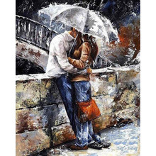 Painting By Numbers DIY Dropshipping 40x50cm Couples Kissing On Street Figure Handmade Gift For Adult Unique Gift Home Decor 2024 - buy cheap