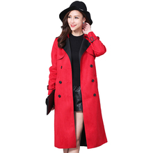 Spring Autumn Fashion Buckskin Suede Trench Coat Women Long Coat Plus size S-6XL Windbreaker Female Double-breasted Trench A2841 2024 - buy cheap