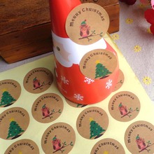 Etiqueta de sellado de embalaje de pastel hecha a mano, Merry Christmas árbol de búho de Papel Kraft para hornear, regalo de manualidades, 120 Uds. 2024 - compra barato