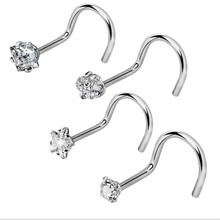 4pcs/set Stainless Steel CZ Crystal Nose Rings Earrings Body Piercing Nose Studs Women Men Nose Studs Body Jewelry 2024 - buy cheap