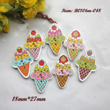 60pcs Mixed color ice cream buttons Cartoon colorful wood scrapbook buttons Craft decorative accessories 2024 - buy cheap
