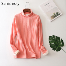 Sanishroly camiseta feminina de gola alta, camiseta feminina espessa de veludo com manga longa plus size s222 2024 - compre barato