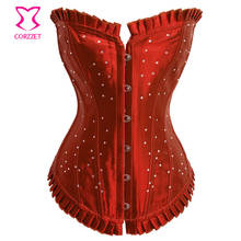 Corzzet Red Satin Bridal  Corset Waist Trainer Corsets Steampunk Sexy Corselet Bustiers Gothic Clothing 2024 - buy cheap