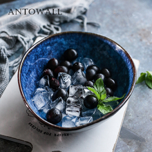 ANTOWALL-vajilla de cerámica azul con forma de cuenco, cuenco de lona europeo para frutas o, Ramen grande 2024 - compra barato