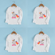 Girls Birthday Unicorn Number 1-9 Letter Cute Print T shirt Baby Long Sleeve T-shirt Kids Funny Birthday Present Clothes,LKP2431 2024 - buy cheap