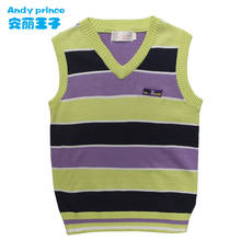 New spring and Autumn 100% Cotton  V-neck Pullover Child Woven Vest Striped Child Sweater Vest Knitting Vest for Boy 2024 - buy cheap