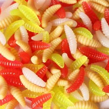 Venda quente! 50 Pçs/lote 2 cm plástico iscas de Pesca Artificial macio Biônico Iscas red worms isca isca de pesca 2024 - compre barato