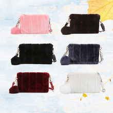 Winter Women Clutch Bag Plush Pompon Solid Color Handbag Ladies Evening Party Envelope Bags Best Sale-WT 2024 - buy cheap