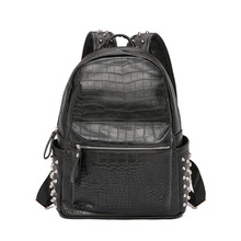 New Fashion Leather Women Backpack High Quality Alligator Female Ladies Student Bag Girl Rivet Brand Casual School Computer Bag 2024 - buy cheap