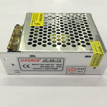 Fonte de alimentação cc 12v 5a 60w, interruptor para ws2811 5050 3014 2835 5630 6803 3528 tira de led tamanho pequeno 110x78x78 ac 100-240v