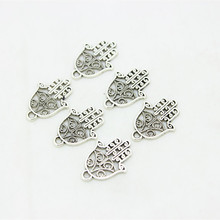 Sweet Bell 80pcs/lot  Antique    Metal Alloy mini Hand of Fatima Charms Jewelry Hand Charms 15*21mm D0939 2024 - buy cheap