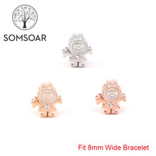 Somsoar Jewelry lassock Little Girl Slide Charms fit 8mm Wide Leather Wrap Bracelet for Toddler/Women 10pcs/lot 2024 - buy cheap