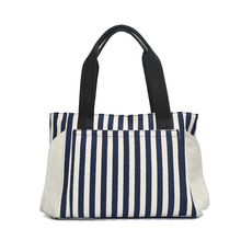 Женская сумка-тоут в полоску, летняя пляжная сумка, вместительная Холщовая Сумка для шоппинга 2024 - купить недорого