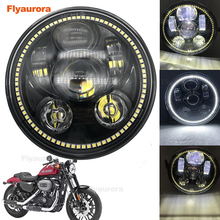 Farol de motocicleta de led, lâmpada com feixe alto/baixo, 5.75 tamanhos 45w e 6500k, 1 peça 2024 - compre barato