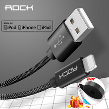 ROCK 2.4A Metal USB Cable For iPhone 5 SE 6 6s 7 8 plus X XS XR XS MAX 8 7 iPad Nylon Braid Fibre fast charging for iPhone Cable 2024 - buy cheap