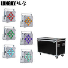 Free Shipping 6pcs/lot Flight Case 9X18W 6in1 Battery Wireless Light DMX Event Dj Stage LED Par Light Led Par Can Light 2024 - buy cheap