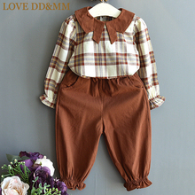 LOVE DD&MM Girls Sets 2022 Spring New Children's Clothing Girls Casual Plaid Long-Sleeved Shirt + Elastic Pants Two-Piece Suit 2024 - buy cheap