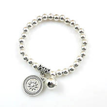 Silver Color ball beads Bracelet  Fashion Jewelry Wholesale Silver Jingle bell Totem Charm Bracelet 2024 - buy cheap