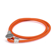 Ckk pulseira bracelete feminina de couro duplo, laranja picante feminina pulseira masculina prata esterlina 925 2024 - compre barato