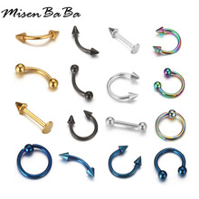 10PC/Lot Stainless Steel Circle Rings Horseshoe Eyebrow Hoop Tongue Nose Piercing For Women Labret Ring Ear Cartilage Jewelry 2024 - buy cheap