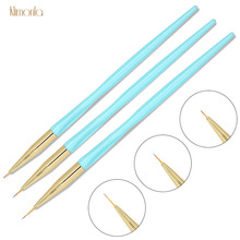 3pcs/set Nail Art Liner Painting Brush Blue Handle UV Gel Acrylic Drawing Dotting Pen Carving Manicure Tools For DIY 2024 - buy cheap
