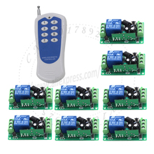 Interruptor universal sem fio dc 12v 10a 8ch rf, controle remoto inteligente universal para porta de garagem, 1 transmissor + 8 receptor sku: 5106