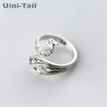 Uini-Tail hot new 925 sterling silver retro Thai silver peacock phoenix wear peony opening adjustable ring accessories female 2024 - buy cheap