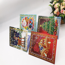 Pintura de diamantes 5D DIY, Postales de papel de dibujos animados, tarjetas de felicitación para Festival de niños, Mini Papá Noel, Feliz Navidad, 4 Uds. 2024 - compra barato