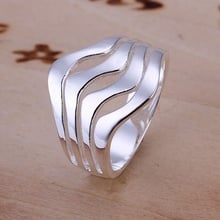Leading fashion wholesale women lady wedding party Water ripples ring fashion silver color geometry ring classic models R123 2024 - buy cheap