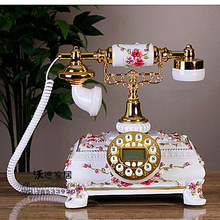 O novo telefone antigo estampa pastoral europeu presentes de casamento casa telefone fixo decoração de casa arte rústica telefone 2024 - compre barato