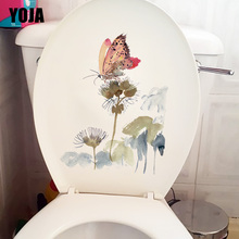 YOJA 18X23.4CM Butterfly On Flower Branch Classical Art Bedroom Decor Wall Sticker Toilet Seat Decal T1-2065 2024 - buy cheap